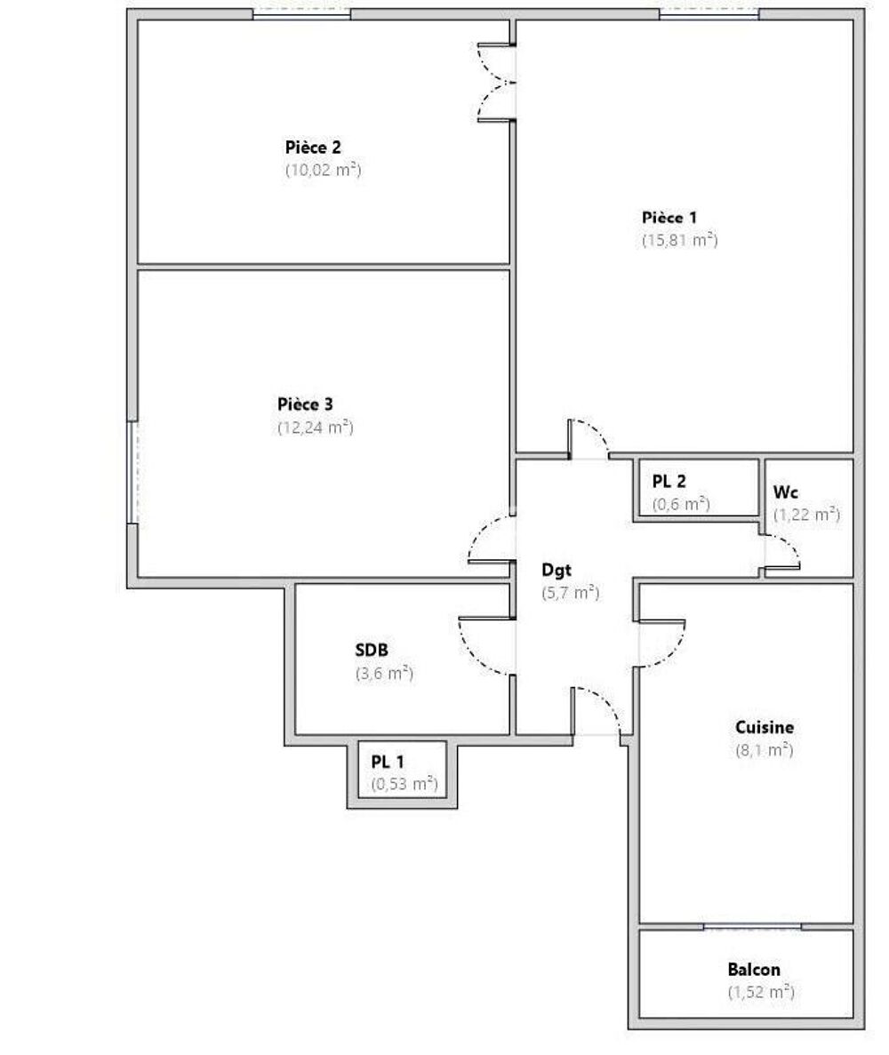 Appartement 3 pièces 58 m² à Strasbourg Centre-ville