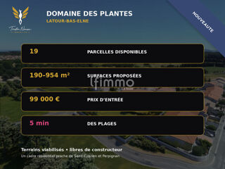 Vente Terrain terrain viabilisé 190 m² - libre de constructeur - 2 faces Latour-bas-elne