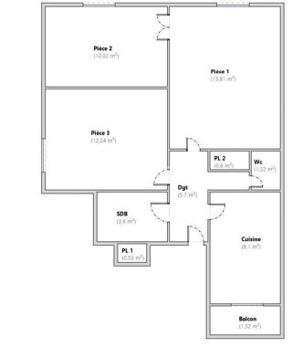  Appartement à vendre 3 pièces 58 m²