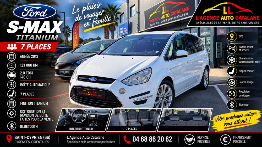 Focus S-MAX 2.0 TDCi 140 Titanium - 7 Places Powershift 2013 occasion 66750 Saint-Cyprien