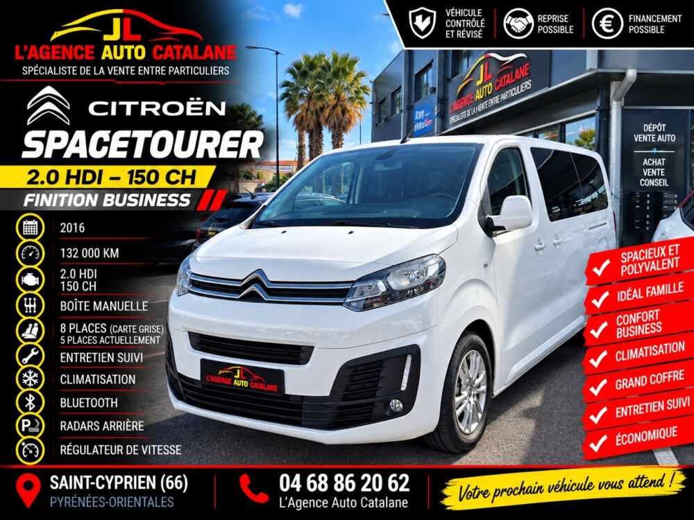Spacetourer JUMPY FGN M 2.0L 150 BUSINESS 8 PLACES CARTE GRISE 2016 occasion 66750 Saint-Cyprien