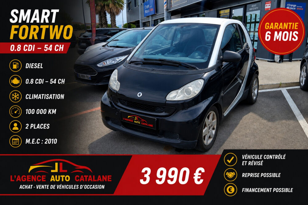 ForTwo Smart Coup&eacute; 0.8 cdi 54ch clim 2010 occasion 66750 Saint-Cyprien