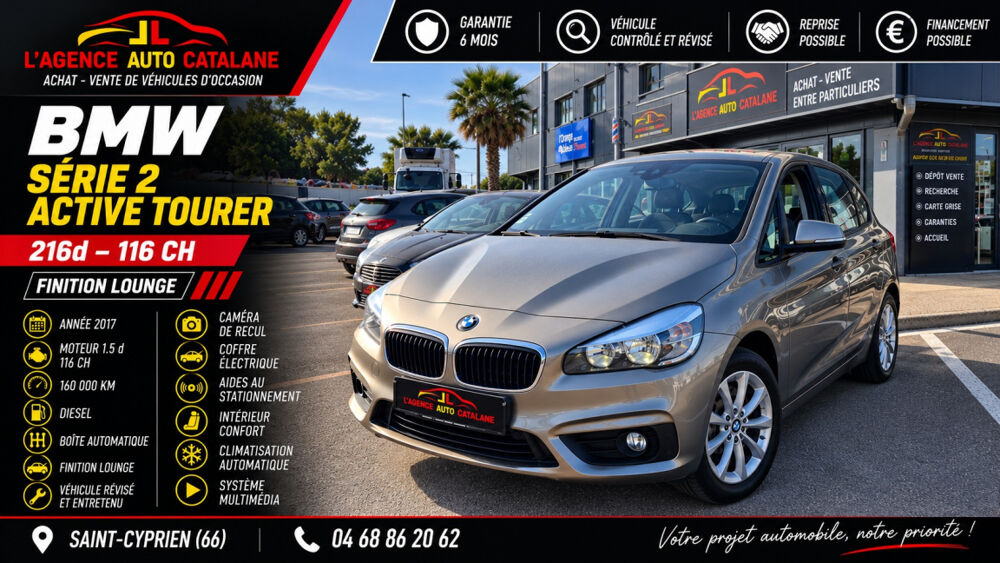 Serie 2 Active Tourer 216d 116 ch Lounge A 2016 occasion 66750 Saint-Cyprien