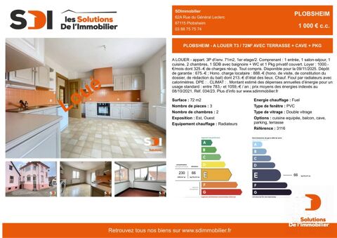  Appartement � louer 3 pi�ces 72 m�