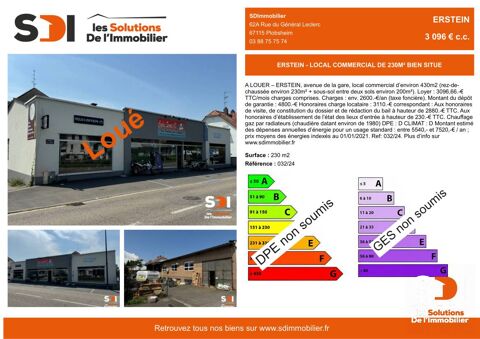ERSTEIN - LOCAL COMMERCIAL DE 230M² BIEN SITUE - ERSTEIN 3096 67150 Erstein