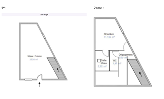  Appartement  vendre 2 pices 47 m