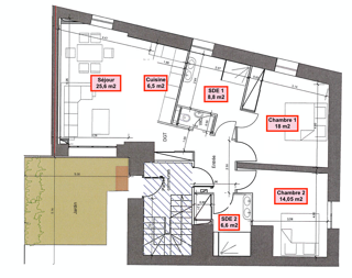  Appartement  vendre 3 pices 77 m