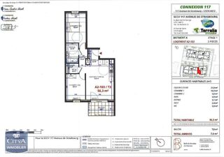  Appartement � louer 3 pi�ces 56 m�