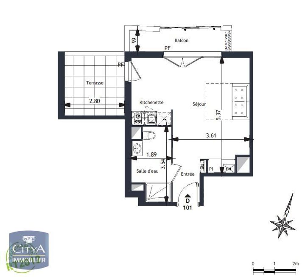 location Appartement - 1 pièce(s) - 33 m² Épône (78680)