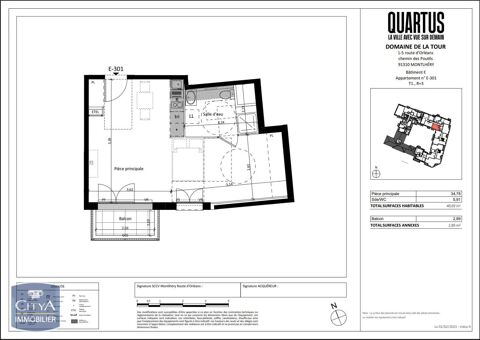  Appartement � louer 1 pi�ce 41 m�