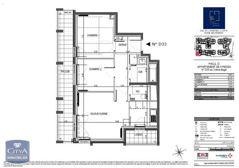  Appartement � louer 3 pi�ces 59 m�