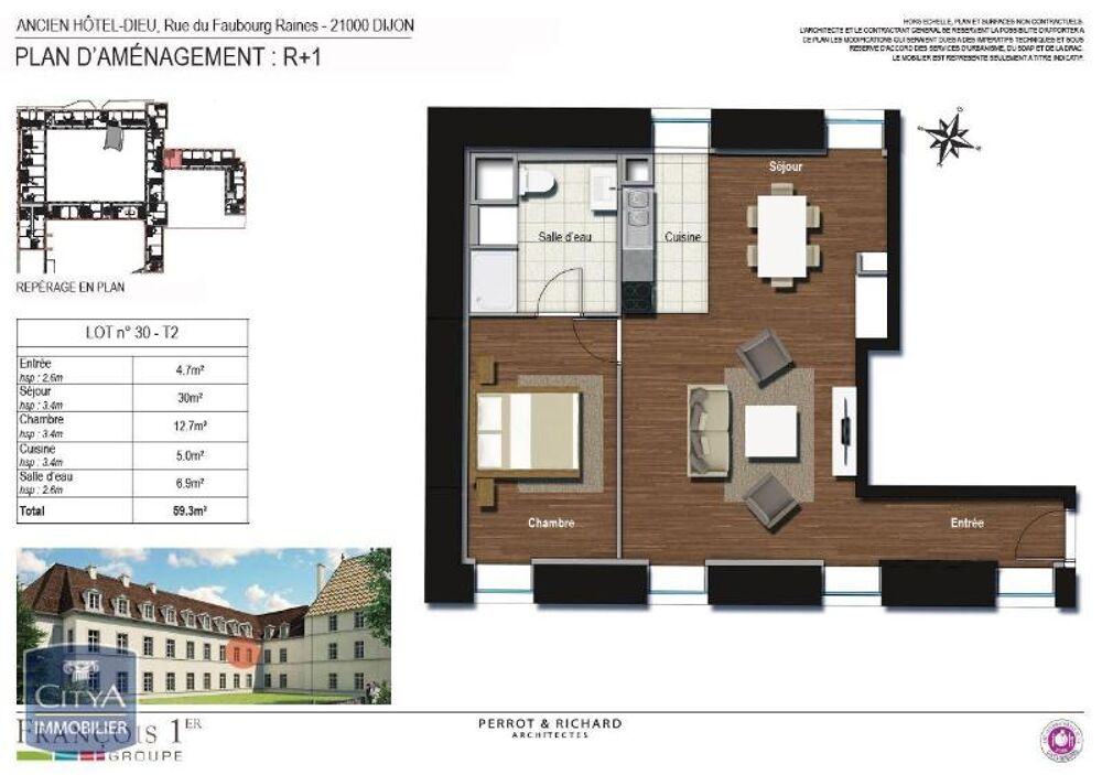 location Appartement - 2 pièce(s) - 57 m² Dijon (21000)