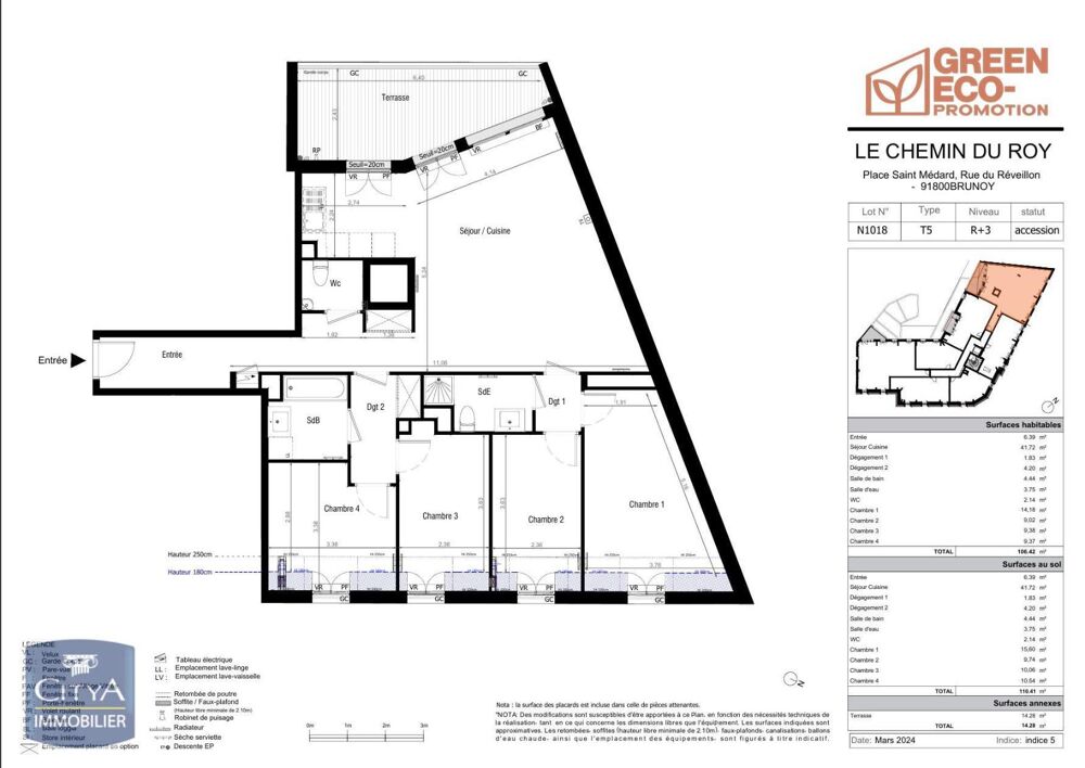 location Appartement - 5 pièce(s) - 106 m² Brunoy (91800)