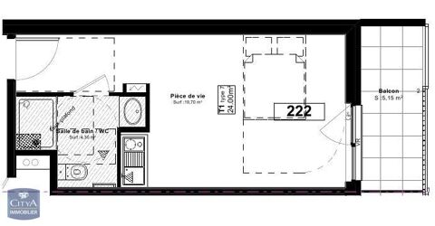  Appartement  louer 1 pice 24 m