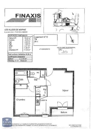  Appartement à louer 2 pièces 44 m²