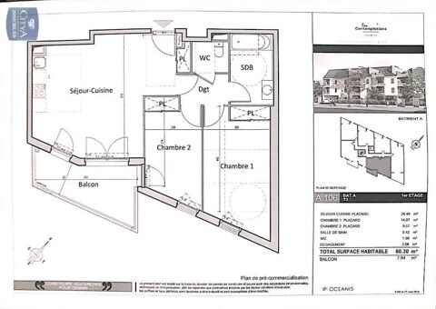   Location Appartement Appartement - 3 pi�ce(s) - 60 m�