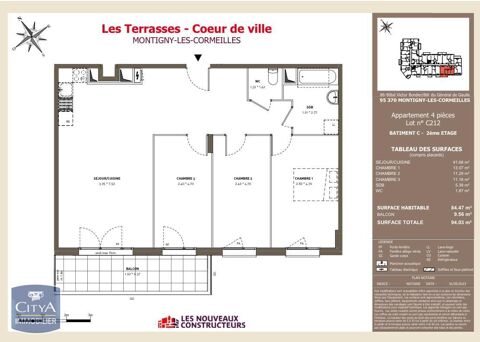  Appartement � louer 4 pi�ces 84 m�