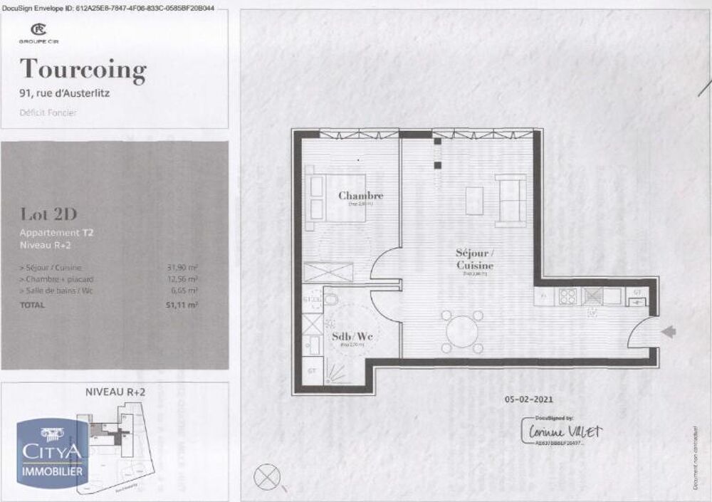 location Appartement - 2 pièce(s) - 51 m² Tourcoing (59200)