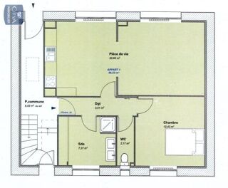  Appartement � louer 2 pi�ces 56 m�