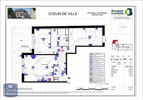   Location Appartement Appartement - 3 pièce(s) - 65 m²