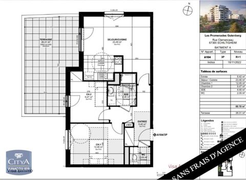  Appartement � louer 3 pi�ces 60 m�