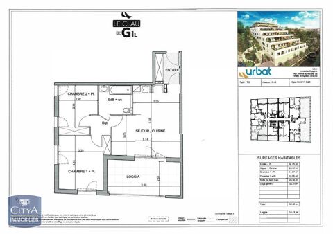  Appartement � louer 3 pi�ces 60 m�