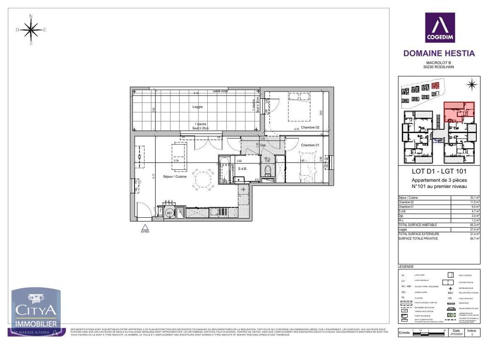 location Appartement - 3 pièce(s) - 63 m² Rodilhan (30230)