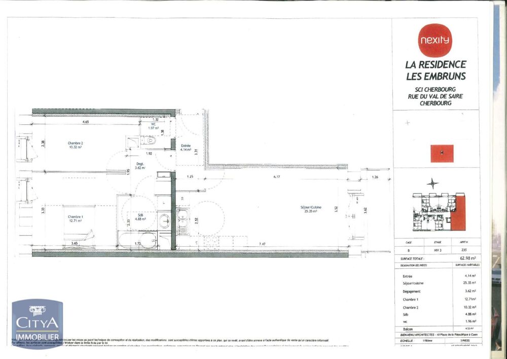 location Appartement - 3 pièce(s) - 64 m² Cherbourg-en-Cotentin (50100)
