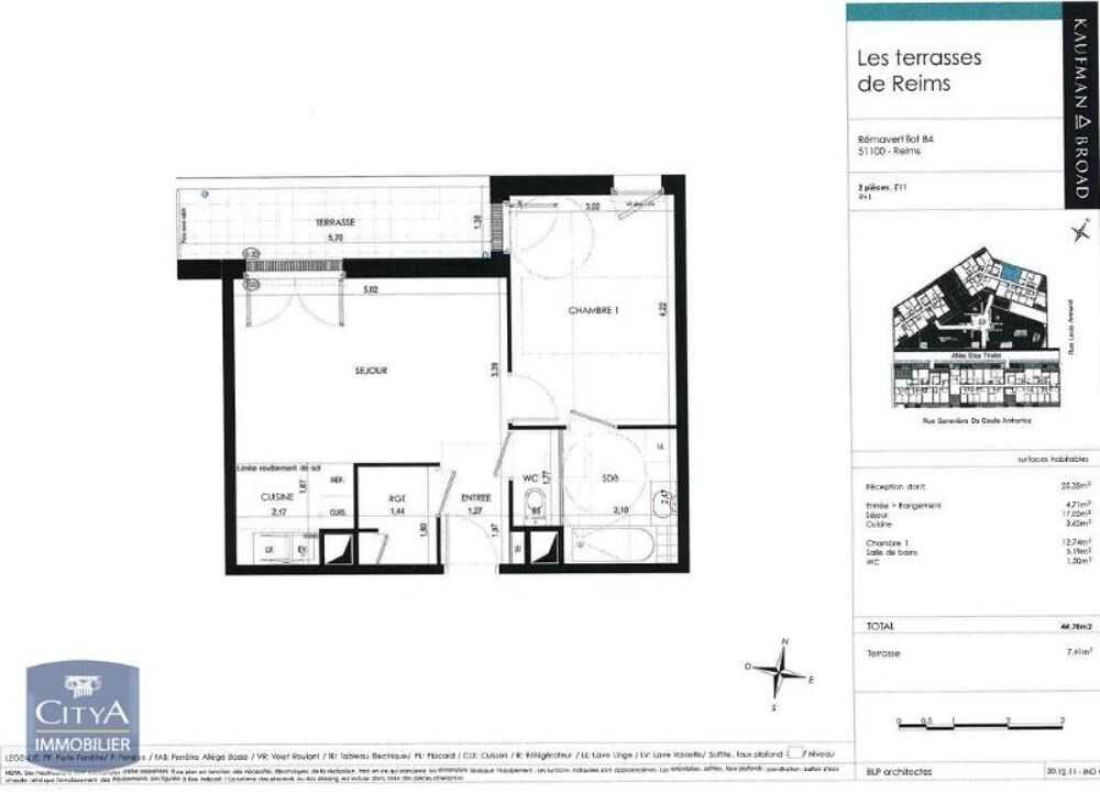 location Appartement - 2 pièce(s) - 45 m² Reims (51100)