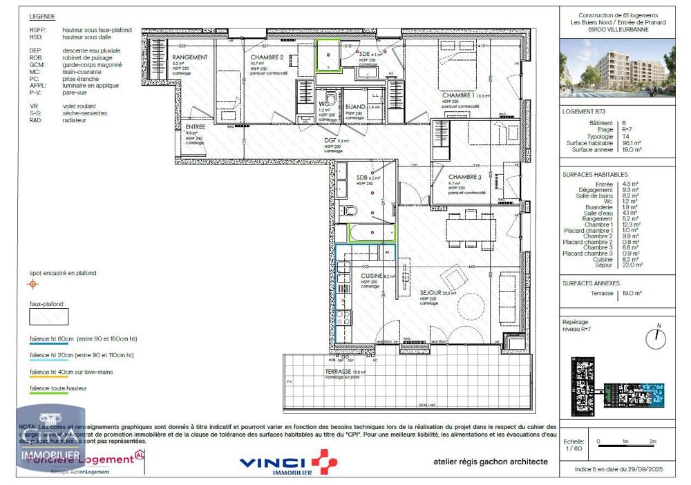 location Appartement - 4 pièce(s) - 96 m² Villeurbanne (69100)