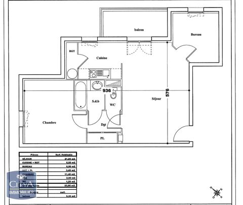  Appartement � louer 2 pi�ces 54 m�