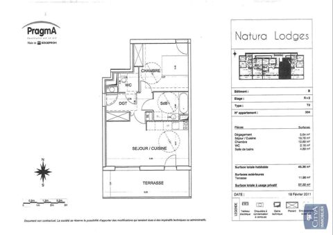   Location Appartement Appartement - 2 pi�ce(s) - 46 m�