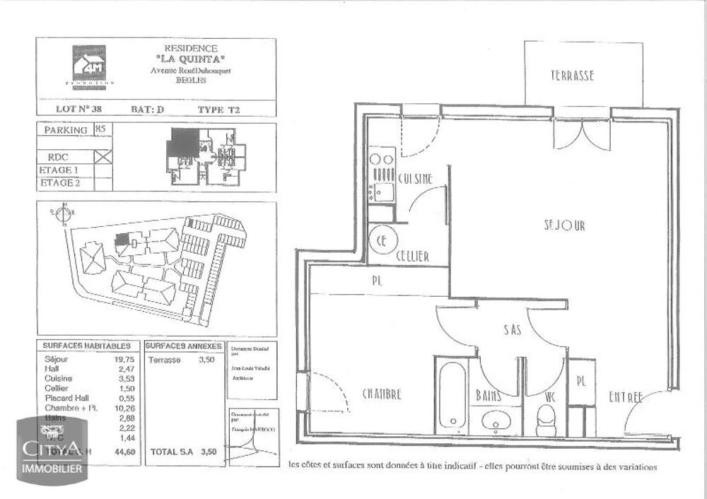 location Appartement - 2 pièce(s) - 44 m² Bègles (33130)