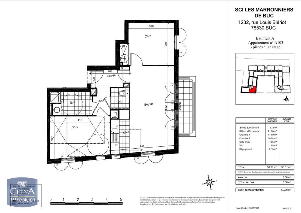 location Appartement - 3 pièce(s) - 56 m² Buc (78530)