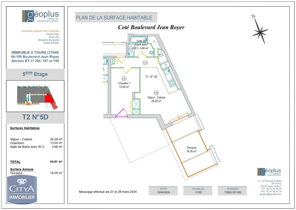location Appartement - 2 pièce(s) - 44 m² Tours (37000)