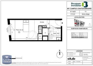  Appartement � louer 1 pi�ce 24 m�