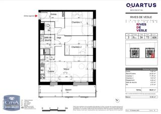  Appartement à louer 3 pièces 60 m²