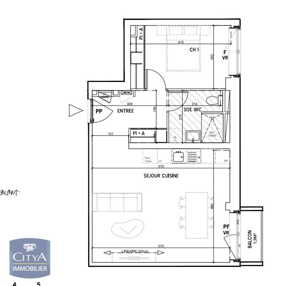 location Appartement - 2 pièce(s) - 49 m² Le Petit-Quevilly (76140)