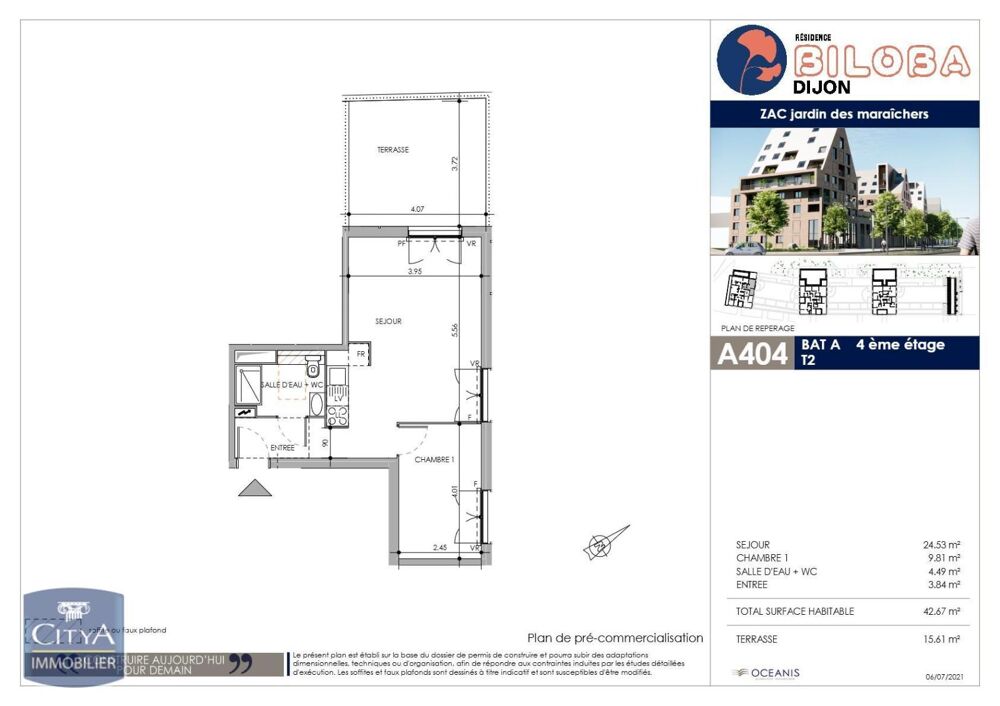 location Appartement - 2 pièce(s) - 43 m² Dijon (21000)