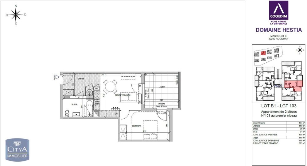 location Appartement - 2 pièce(s) - 45 m² Rodilhan (30230)
