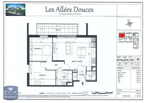   Location Appartement Appartement - 3 pi�ce(s) - 64 m�