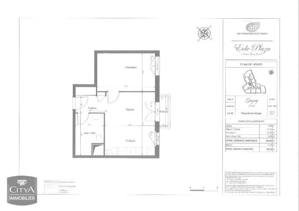 location Appartement - 2 pièce(s) - 38 m² Gagny (93220)