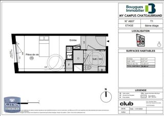  Appartement � louer 1 pi�ce 24 m�
