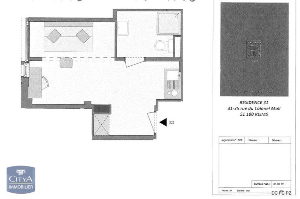 location Appartement - 1 pièce(s) - 22 m² Reims (51100)