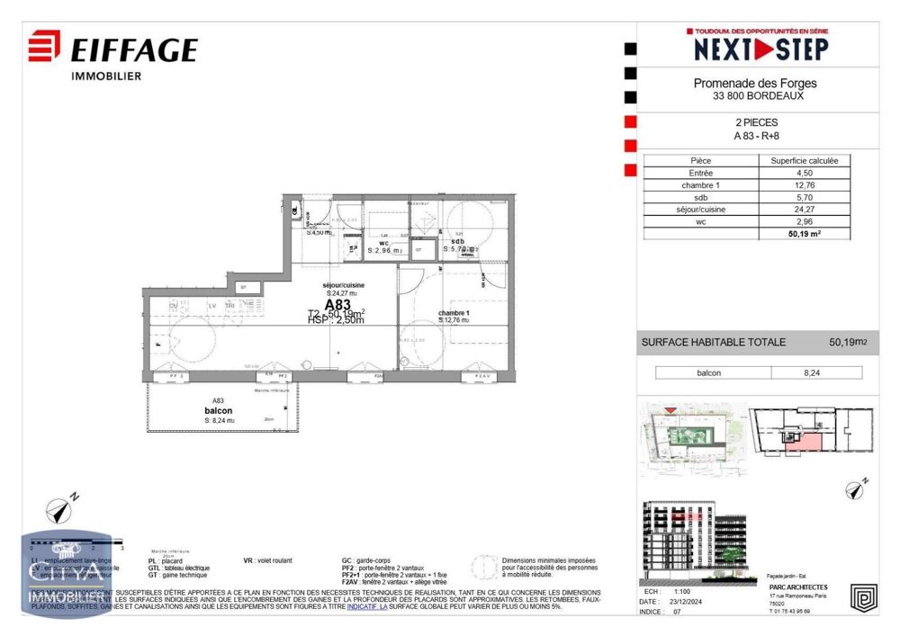 location Appartement - 2 pièce(s) - 50 m² Bordeaux (33800)