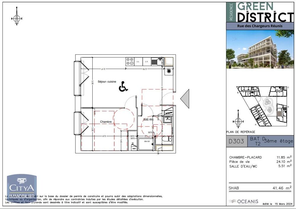 location Appartement - 2 pièce(s) - 41 m² Le Havre (76600)