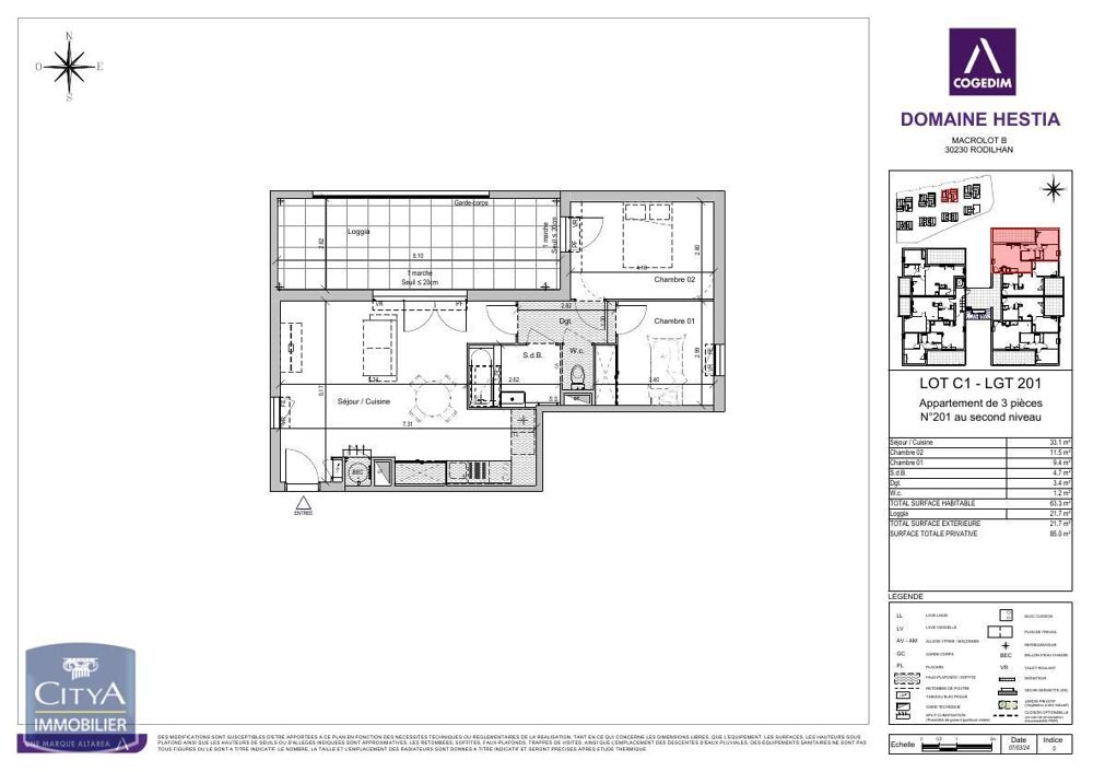 location Appartement - 3 pièce(s) - 63 m² Rodilhan (30230)
