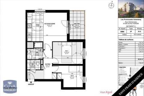  Appartement � louer 3 pi�ces 59 m�