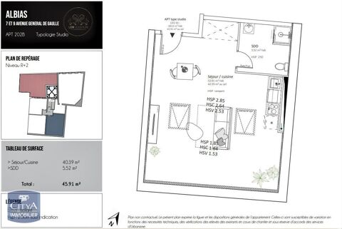  Appartement � louer 1 pi�ce 46 m�