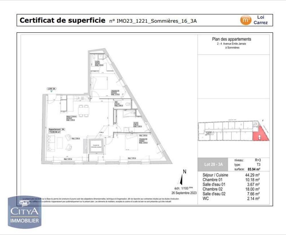 location Appartement - 3 pièce(s) - 85 m² Sommières (30250)